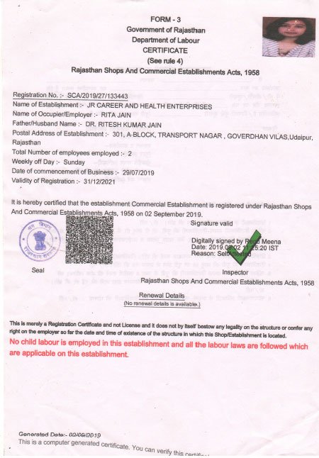 Registration Certificate